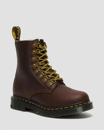 Dr Martens 1460 Pascal DM's Wintergrip Leren Veterlaarzen Dames Bruin | NL 591ZUT